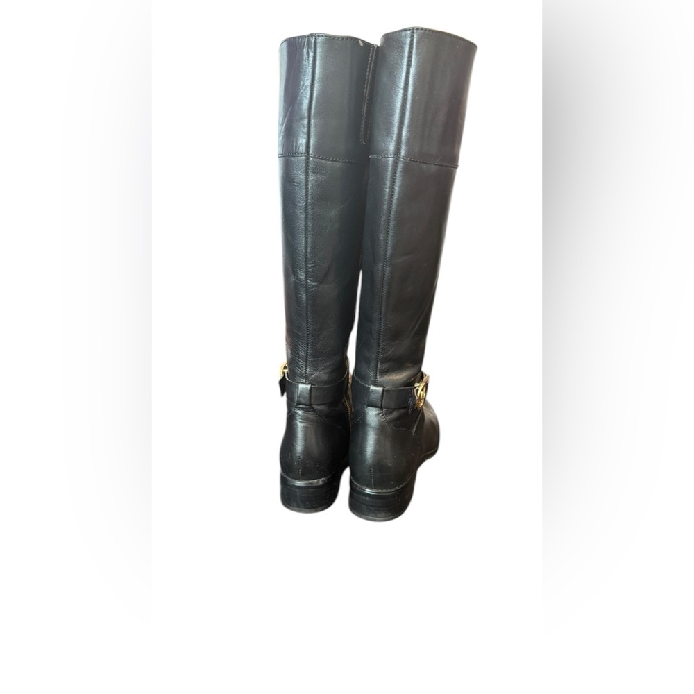 Michael Kors Black Heeled Boots Sleek Leather Design - Picture 8 of 13